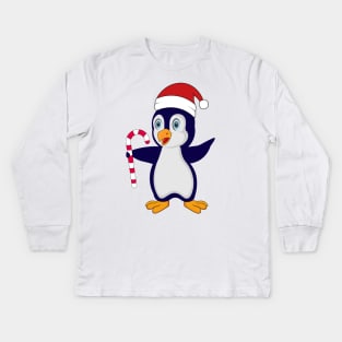 santa pinguin Kids Long Sleeve T-Shirt